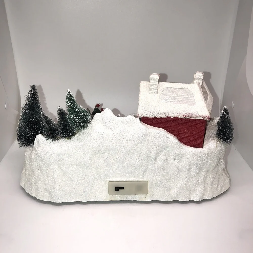 WORKING Holiday Christmas LED Fiber Optic Village Train Skaters Santa Bridge
